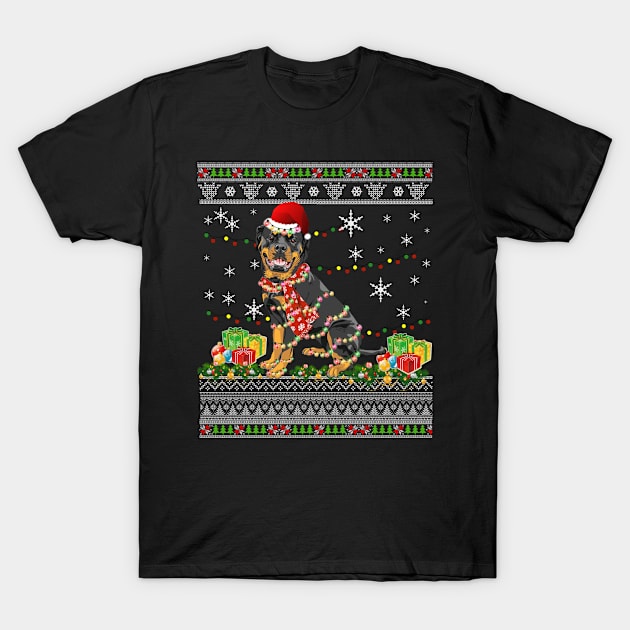 Rottweiler Ugly Christmas Funny Holiday T-Shirt by jenneketrotsenburg